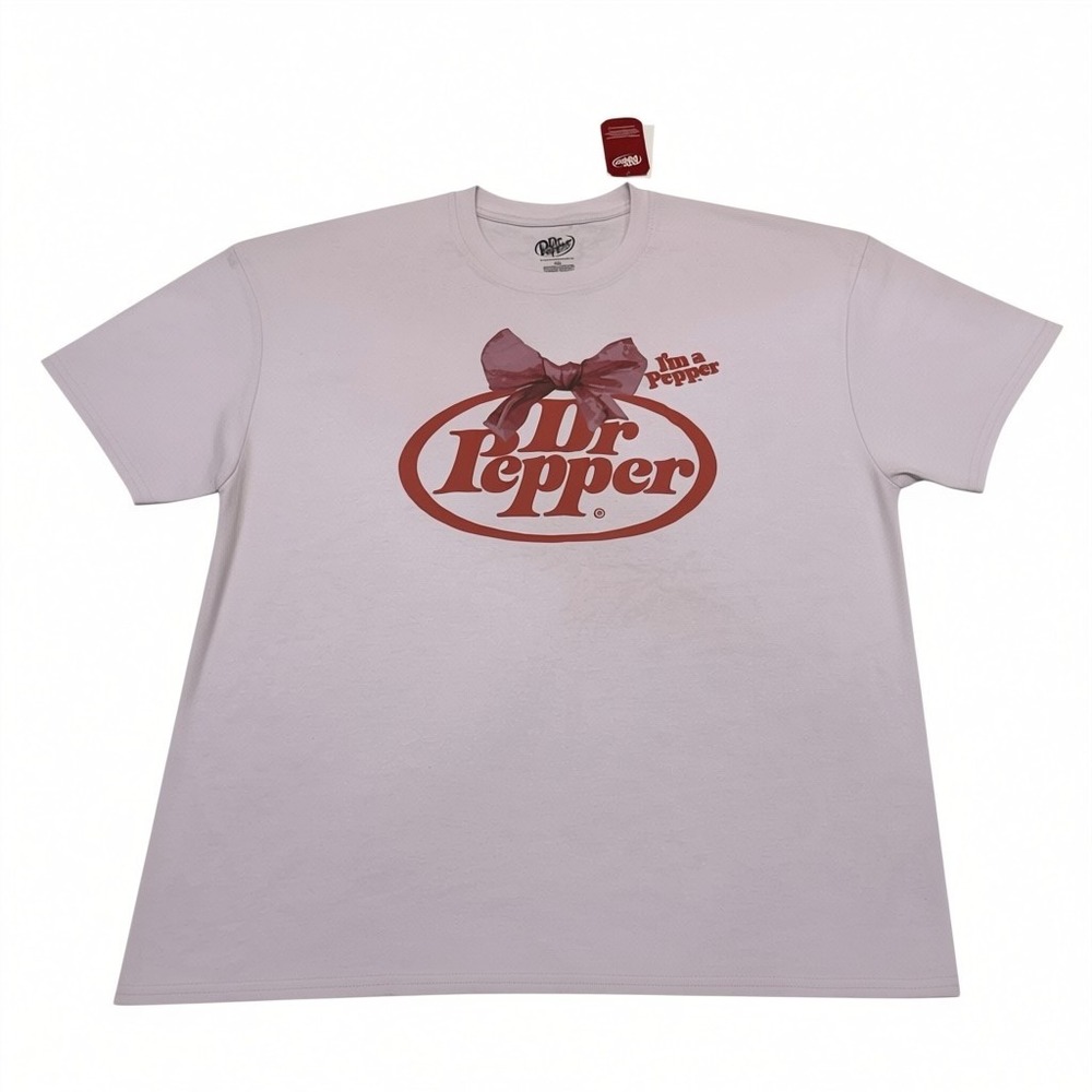 Dr Pepper Im a Pepper Graphic T-Shirt Orchid Tint Pink Bow XXL Soda NWT